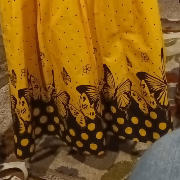 NWOT Shrawanti gold&black polkadot dress w butterflies & belt Sz 32 EU/23/14 US - Picture 9 of 15